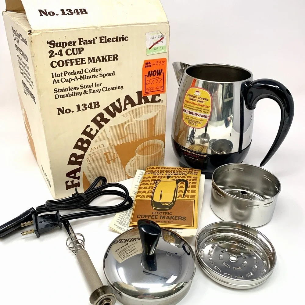 Vintage Farberware SuperFast Percolator Model 134B 2-4 Cup New Complete in Box